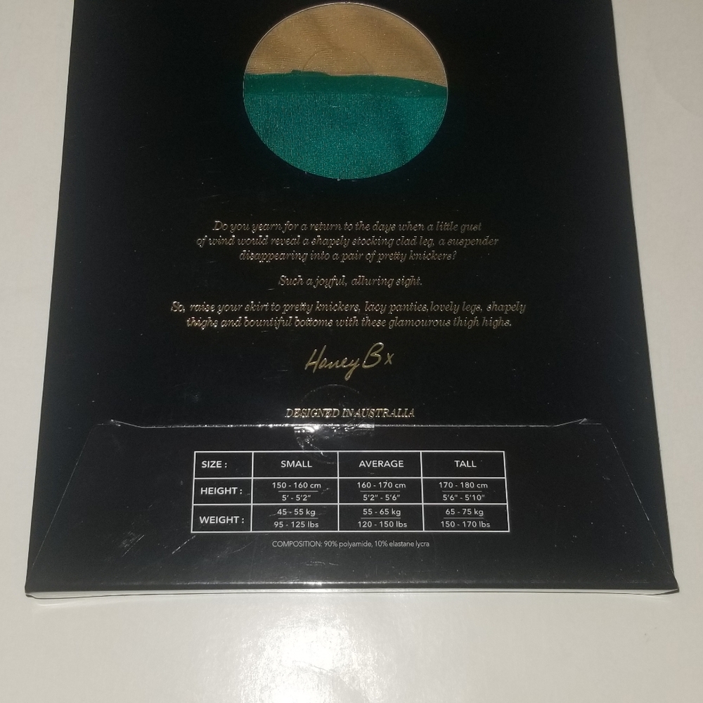 Honey Birdette Kukuro Jade stockings size Large New - Picture 2 of 2
